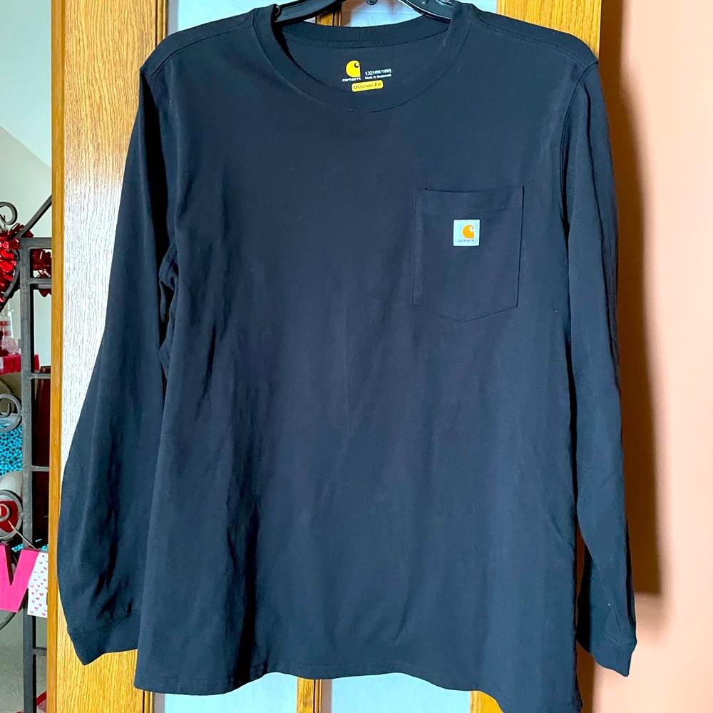 Carhartt Original Fit Heavyweight Pocket Long Sleeve T-shirt Women  1X Black